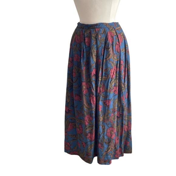 VINTAGE BAY COUNTRY CLASSICS Skirt Womens Sz 10 Blue Floral 80s Cottagecore - Picture 1 of 5